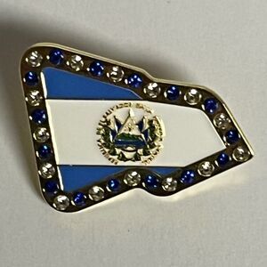 El Salvador Flag Hat Pin Pins Fitted Hats Streetwear Bag Bling Gold Chrome